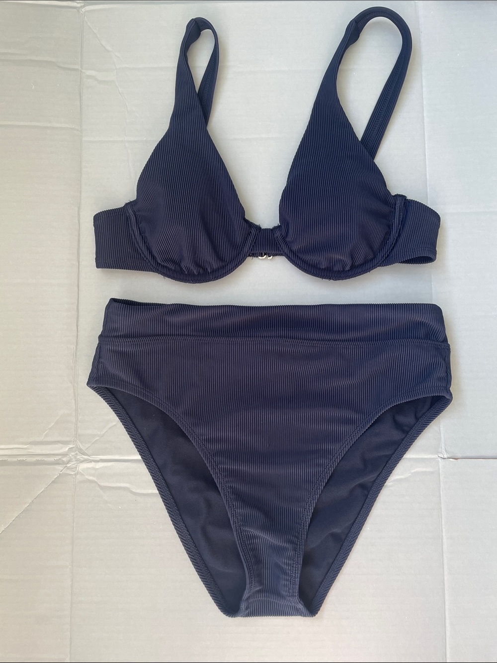 Splendid Navy Ribbed Underwire Bikini Set